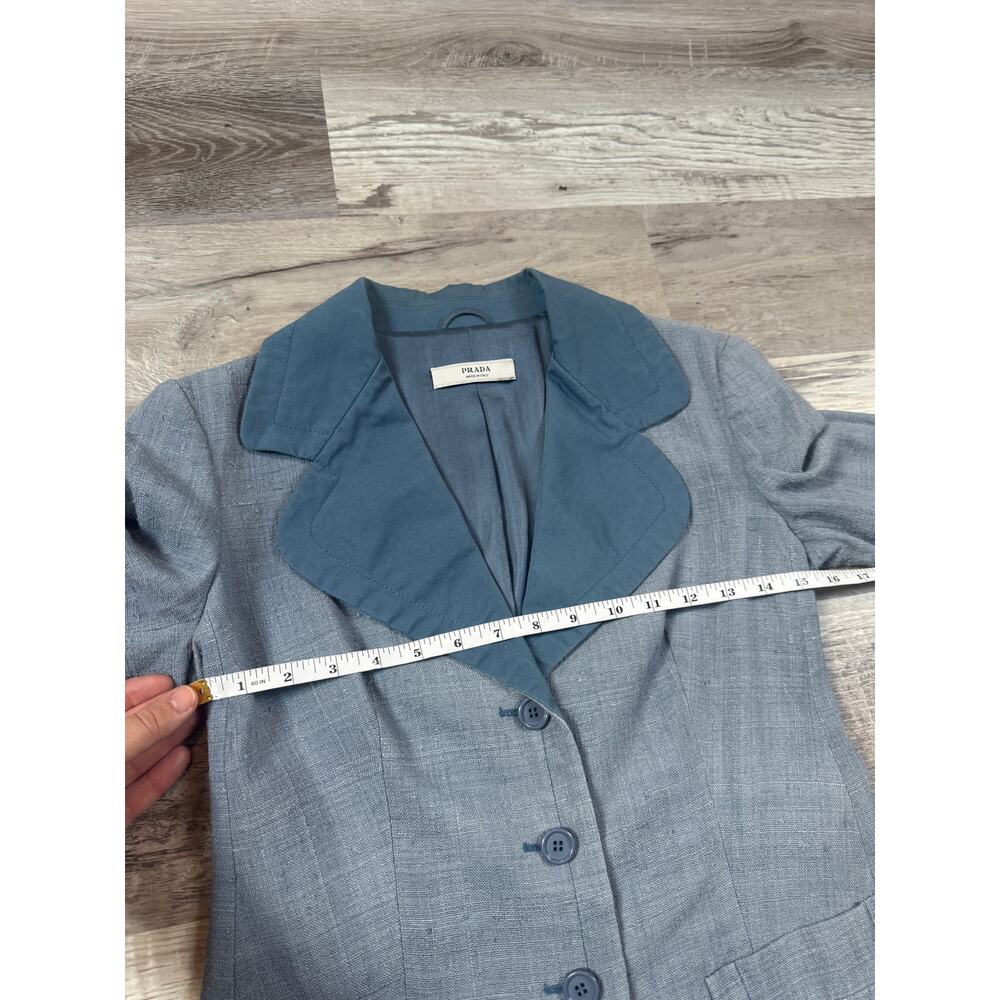Vintage 90s Y2K Prada Silk Blazer Quiet Luxury Office Siren Workwear Slub Small - Picture 7 of 9